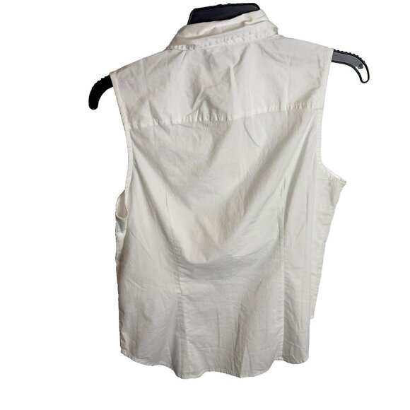J.Crew $80 Sleeveless cotton poplin shirt in signature fit White Size M BT982 - Picture 6 of 6
